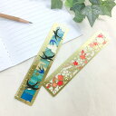 ステンドグラス 風 定規 15cm / 燕 つばめ さくら 桜 金属 透明 スケール ゴールド 【 智光