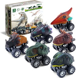 プルバックカー のおもちゃ 最高の 恐竜 モンスター トラック マシン 恐竜パーティーの記念品 ゲーム 6歳の男の子 や 向け ミニ6個セット ギフト 誕生 日用品 ティラノサウルスの恐竜のおもちゃ(6個)