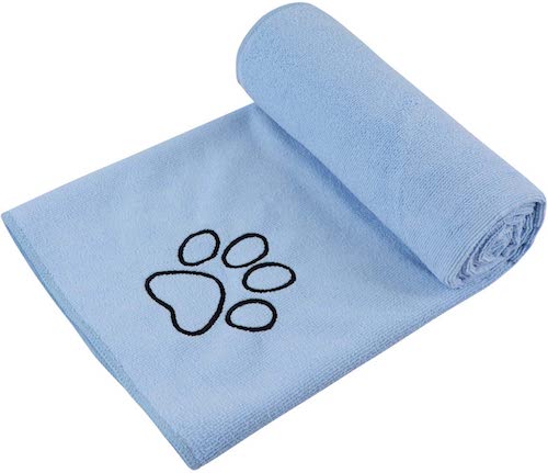 マイクロ ファイバー 超吸水 ペット用 タオル 犬 猫 体拭き タオル 75cmx127cm ライトブルー