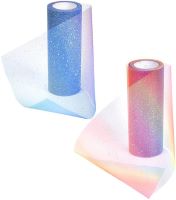 【ワンダフルデー全品P10倍_2/1】2ロールセット チュールロール 幅約15cm グリッター生地 グラデーションカラー キラキラ 結婚式 誕生日会 パーティー DIY 装飾 レインボー ブルー 青 マルチカラー カラフル