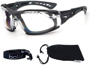 ラッシュ プラス 4点セット　ゴーグル本体　ガスケットキット　布ポーチ　ELオリジナルメガネクロス サバゲー グラス シューティング 保護 メガネ フレーム：ブラック/ウォルフグレー　レンズ：クリア