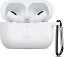 AirPods Proケース 充電ケース シリコンケース カバー エアーポッズプロケース アップルイヤホン 保護ケース 耐衝撃 防水 防塵 カラビナ キーチェーン付き LEDライトが見える ワイヤレス充電対応 ホワイト