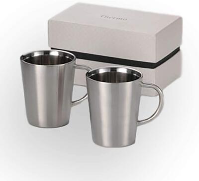 【ワンダフルデー全品P10倍_2/1】二重 マグカップペア　ステンレス　シルバー　360ml