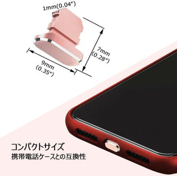 iPhone 12 Mini Pro Max Lightning 保護キャップ ライトニング充電口 コネクタ 端子保護、精密アルミで高級感が 超耐久防塵プラグ iPhone 11 X Xs Max Xr 8 7 6S 6 Plus Pro 5 5s SE 5c iPad mini Airpod適応 ゴミ防止 2個 紛失防止ホルダーとケース付き ローズゴールド