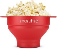 【P5倍_お買い物マラソン】ポップコーンメーカー 電子レンジでチンするだけ 簡単収納 家庭用電子レンジ調理器 シリコン製 ビビットレッドのサムネイル