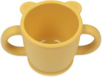 シリコントレーニングカップ 幼児 2ハンドルトランジショナルラーナーオープンカップベビーフィーディング用品 BPAフリー食品グレードプラチナシリコン 黄