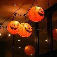 ハロウィン 提灯 かぼちゃ 紙ちょうちん オレンジ お盆 提灯 ちょうちん 祭り ペーパーランタン 燈籠 ハロウィン飾り付け パンプキン 雰囲気作り 10個セット 10個　25cm