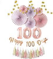 100日祝い 飾り 女の子 飾り付け お食い初め 100days お祝い ピンク かわいい セット ペーパーファン 星 ガーランド デコレーション ミルキーピンク