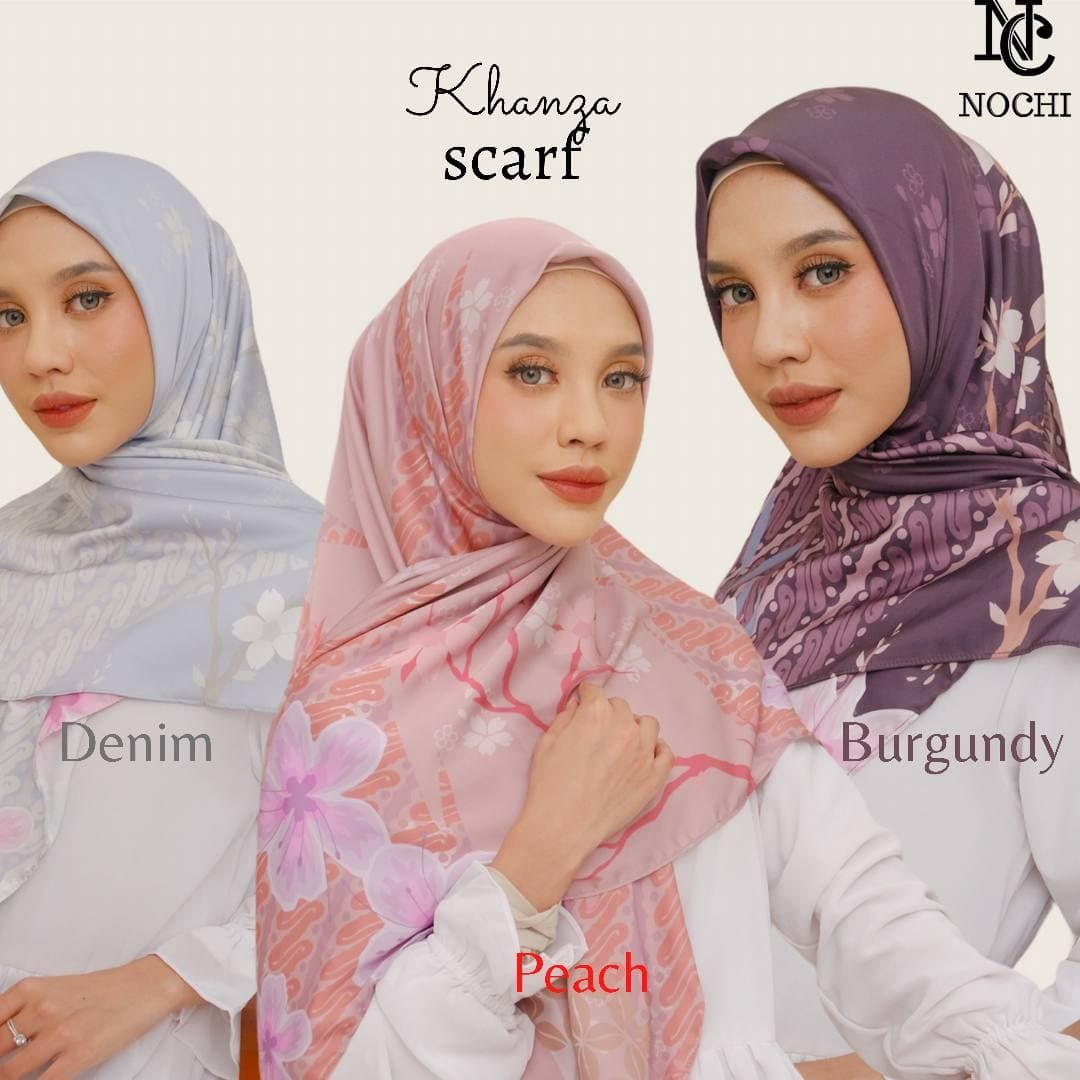 スクエアヒジャブKhanza Scarf Cotton Ladies Shawl Moslem Hijab Tudung Batik Ethnic Indonesia Style ヒジャブ 正装 ムスリム イスラム教 宗教 民族衣装 シンプル おしゃれ イスラム 桜 さくら エレガント オリジナルデザイン 華麗 和テイスト