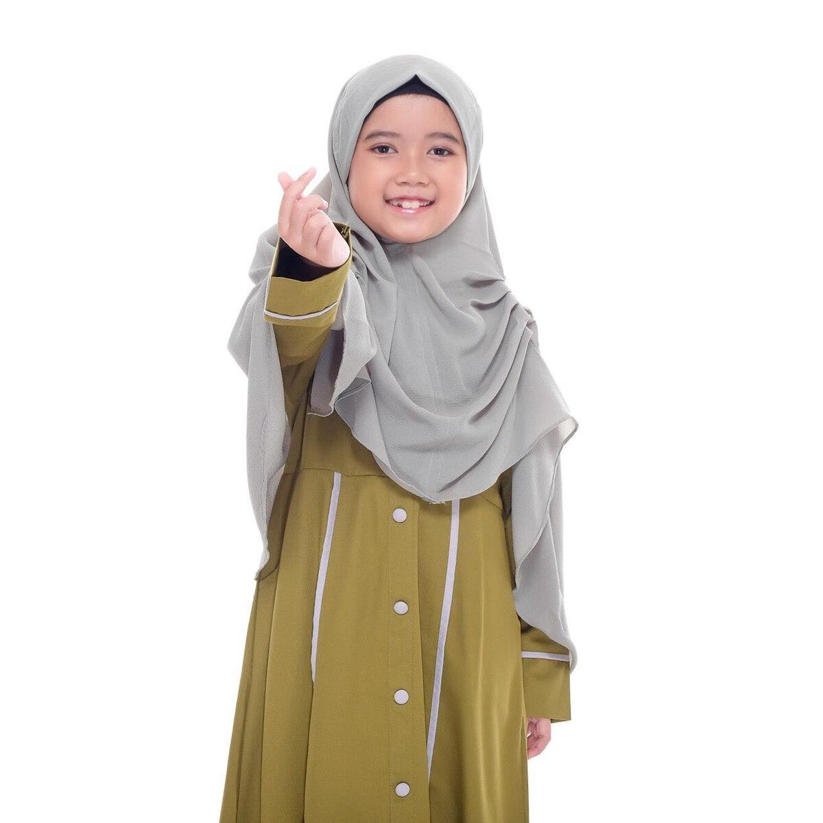 ҥHana Kids Hijab Instant Kids Veil School Hijab Crepe Fabric 8-12 y...