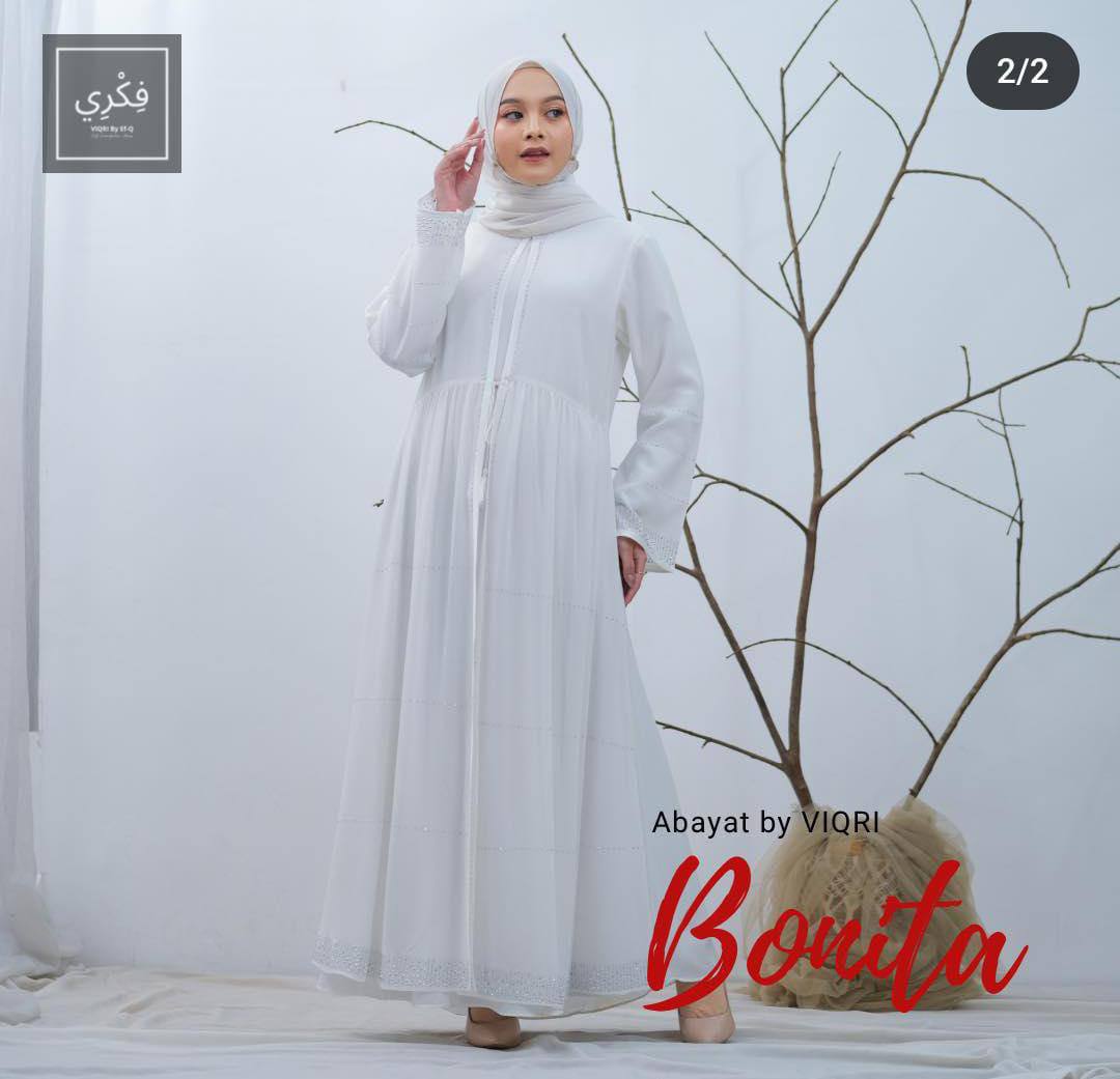 ムスリムロングドレス(ヒジャブ・ニコブ別売) Bonita White Abaya Long Dress Muslim Woman Dress Maxi Dress Woman Brief Style Muslim ドレス エレガント 女性 礼拝 礼拝服 ムスリム イスラム教 宗教 民族衣装 高級感