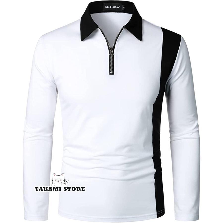 ゴルフウェア シャツ メンズ 配色 長袖 上着 Polo Tシャツ トップス スポーツ 吸汗...