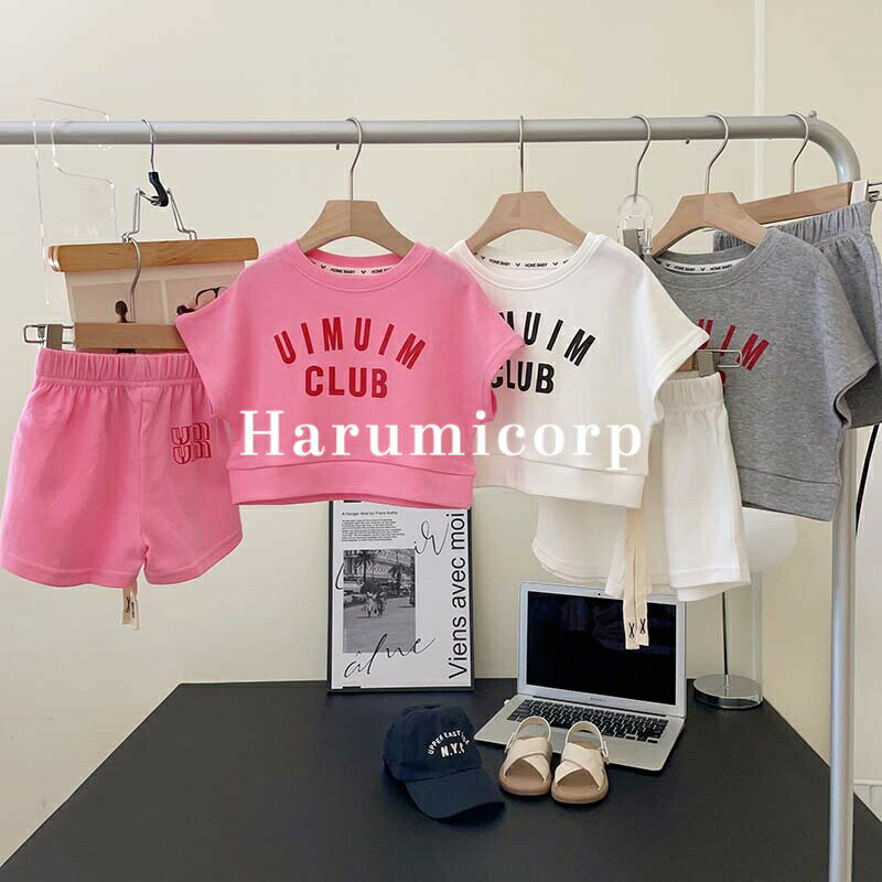 Rakuten - 【クーポンで1,639円】セットアップ キッズ 半袖 ベビー服 女の子 男の子 tシャツ ショートパンツ 子供服 ジャージ 上下セット 綿 夏 トップス ボトムス 半ズボン ジュニア おしゃれ 可愛い 入学 入園 誕生日 プレゼント 幼稚園 小学生 150 140 130 120 110 100 90 80