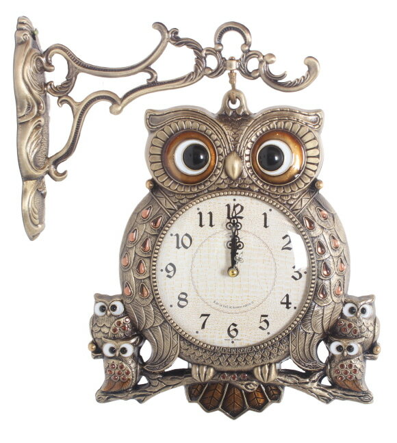フクロウデザイン 両面メタル掛け時計 (Owl Double-sided Metal Wall Clock) 壁掛け時計両面時計 北欧 韓国 インテリア【送料無料】