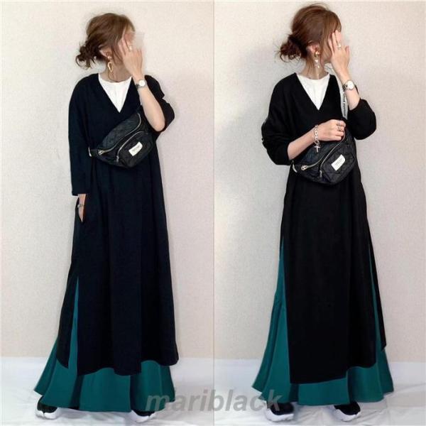 ワンピース レディース 春 秋 長袖 ロングワンピース スカート セットアップ マキシ丈 秋冬 通勤着 可愛い 秋服 ゆったり 体型カバー 20代 30代 40代 50代