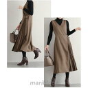 ワンピース ジャンパースカート レディース 秋 冬 タンクトップ ロングワンピース サロペットスカート ジャンスカ きれいめ 秋冬 30代 40代 50代(4)