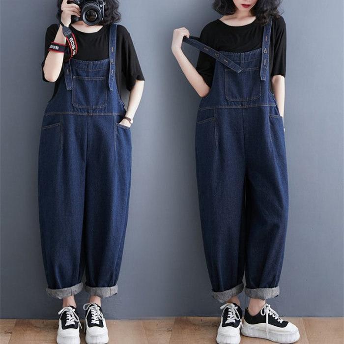 サロペット レディース オールインワン デニムワイドパンツ ロング丈 春 夏 ゆったり 無地 ゆったり カジュアル 体型カバー 大きいサイズ カジュアル 可愛い