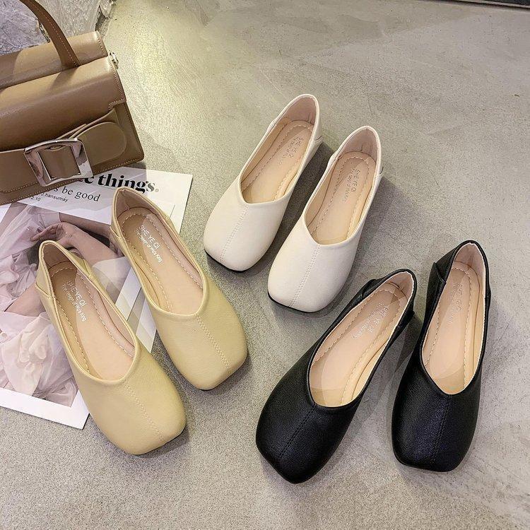 樂天商城 - パンプス レディース 靴 ぺたんこ パンプス フラットパンプス ローヒール 歩きやすい ペタンコ 靴 カジュアルシューズ ぺたんこ フラット スリッポン ヒール1CM