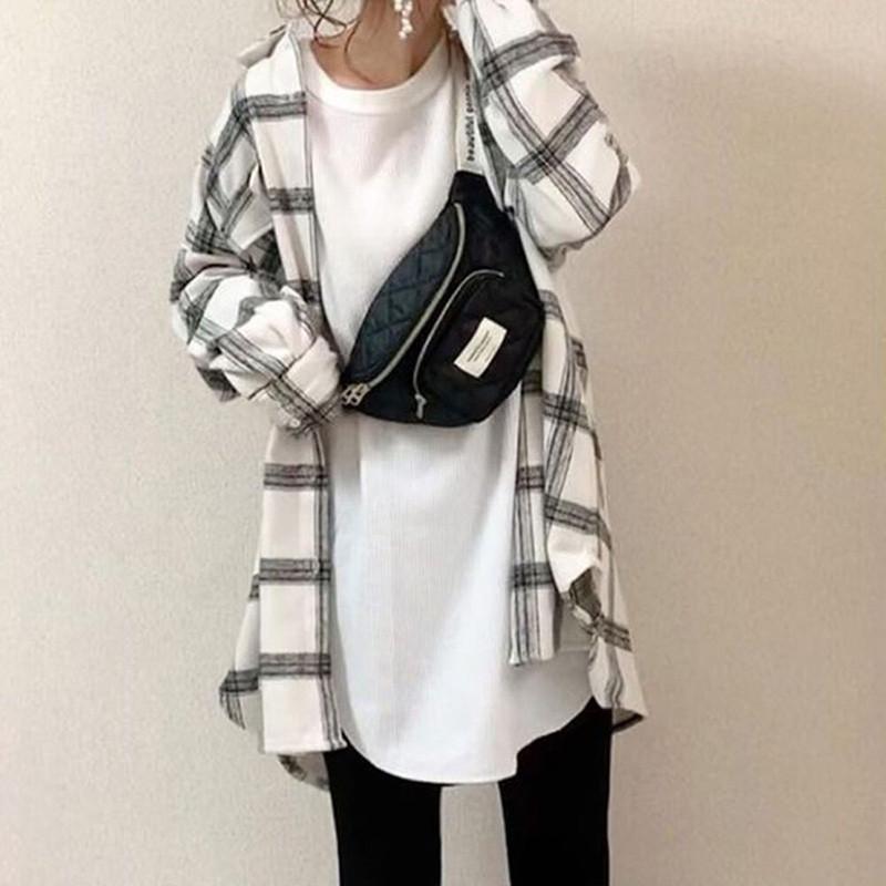 乐天商城 - チェックシャツ レディース シャツ ロングシャツ 大きいサイズシャツ チェック カジュアル お出掛け 部屋着 長袖 通勤通学 ゆったり 体型カバー 春夏 秋服 上品