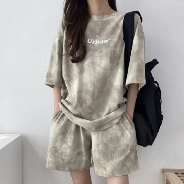 千陽ストアの半袖 セットアップ レディース スウェット 上下セット Tシャツ ハーフパンツ 夏 ジャージ プリント tシャツ ショートパンツ 2点セット 薄手 ル｜アングル3