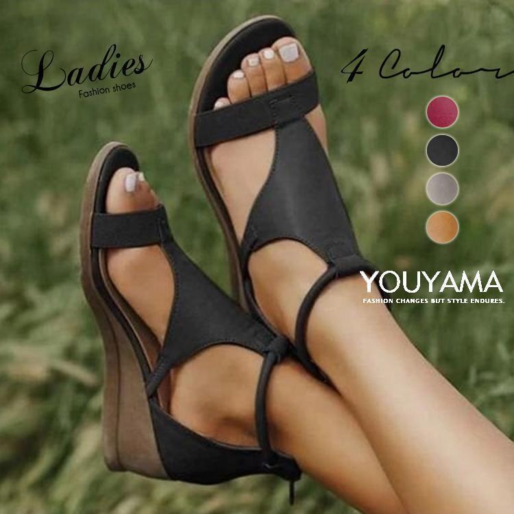 サンダル レディース 黒 厚底ダッドスポーツサンダル ハイヒール オープントゥ OL通勤 ウエッジパンプス レディースシューズ