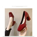 走れる パンプス 痛くない スクエアトゥ チャンキーヒール パンプス ヒール 美脚 スリッポン 太ヒール パンプス シューズ ミドルヒール レディース 大人
