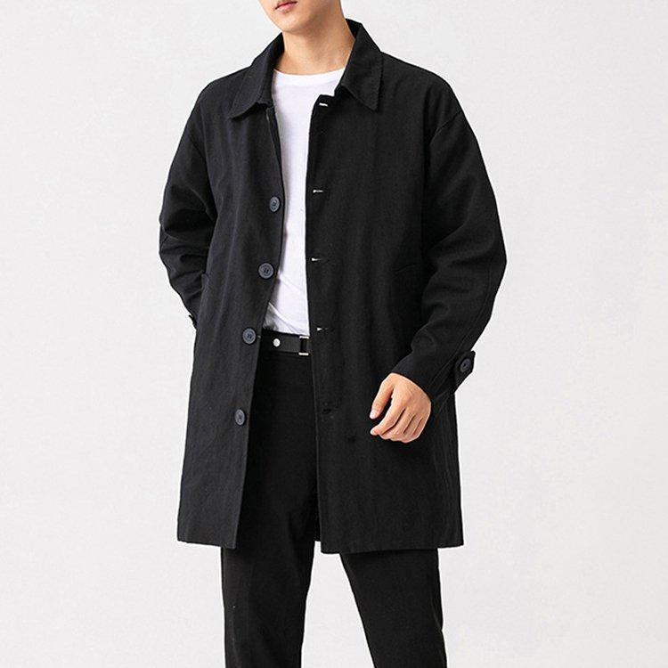 ステンカラーコート メンズ チェック ビジネスコート ミドル丈 膝上 シンプル 大きいサイズ 通勤 仕事 オフィス アウター 冬 秋 春