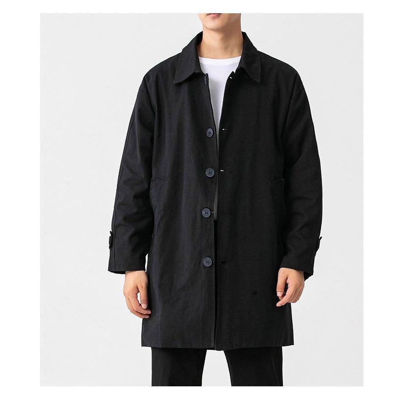 ステンカラーコート メンズ チェック ビジネスコート ミドル丈 膝上 シンプル 大きいサイズ 通勤 仕事 オフィス アウター 冬 秋 春