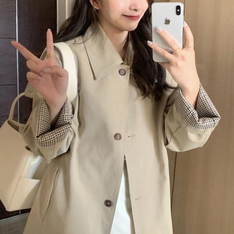 ステンカラー コート トレンチコート レディース スプリングコート 長袖 春 秋 ロングコート ロング丈 春コート 裏地付き アウター ビッグシルエ