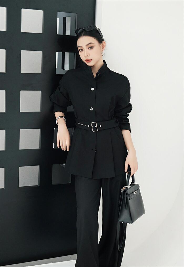 スーツ レディース セットアップ パンツスーツ 卒業式 セレモニー フォーマル ベルト付き ジャケットワイドパンツ ママコーデ ゆったり ママコーデ ビジネス エレガント 通勤 OL 女性 オフィス 事務所 体型カバー 入学式 卒業式