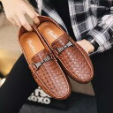 ローファー 靴 メンズ スリッポン ドライビングシューズ 編み込み 夏靴 モカシン PUレザー モカシン ビジネスシューズ 紳士靴 おしゃれ 3色