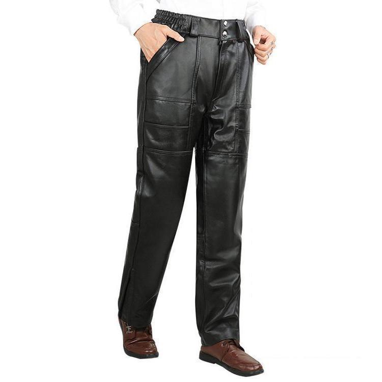 羊革 メンズ革パン 春秋冬 レザーパンツ 本革 防水 バイクパンツ ロングパンツ スリム スキニー モータ..