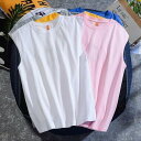 Tシャツ ノースリーブ メンズ タンクトップ サマーTシャツ クルーネック 無地Tシャツ ノースリーブTシャツ 夏 ゆったりTシャツ お洒落