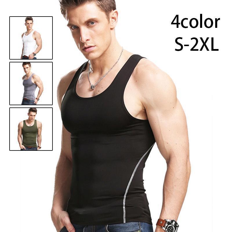 メンズ タンクトップ カットソー ストレッチ インナー ノースリーブ 4color トップス 無地
