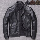 メンズ革ジャン 秋冬 レザージャケット ライダースジャケット スリム バイクウェア シングル 男性用 上品 防寒防風