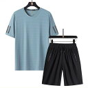 メンズ 夏用 上下セット 2点セット Tシャツ パンツ ジャージ 男子用 スポーツウェア セットアップ 運動 カジュアル 吸汗 速乾 通気