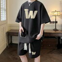 メンズ 夏用 上下セット 2点セット Tシャツ パンツ ジャージ 男子用 スポーツウェア セットアップ 運動 カジュアル 吸汗 速乾 通気