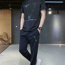 メンズ 夏用 上下セット 2点セット Tシャツ ズボン ジャージ 男子用 スポーツウェア セットアップ 運動 カジュアル 吸汗 速乾 通気