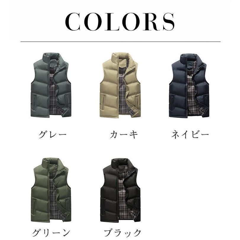 中綿ベスト メンズ ダウンベスト ベスト スタンドカラー 立襟 ダウンコート 中綿 軽量 暖かい 袖なし ジッパー 秋冬 防寒 アウター 登山