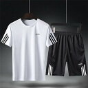 メンズ 夏用 上下セット 2点セット Tシャツ パンツ ジャージ 男子用 スポーツウェア セットアップ 運動 カジュアル 吸汗 速乾 通気