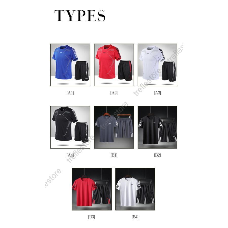 千陽ストアのメンズ 夏用 上下セット 2点セット Tシャツ パンツ ジャージ 男子用 スポーツウェア セットアップ 運動 カジュアル 吸汗 速乾 通気｜アングル3