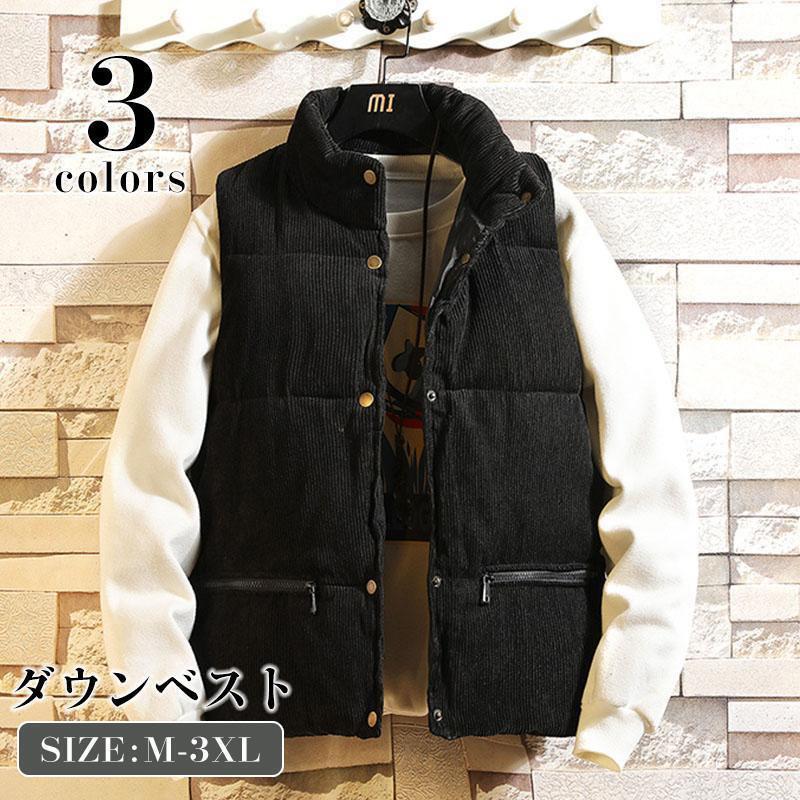 ダウンベスト メンズ 中綿 ベスト 袖なし ジャケット おしゃれ 男性 アウター デザイン ファッション 秋冬 防寒 アウトドア 暖かい 立ち襟