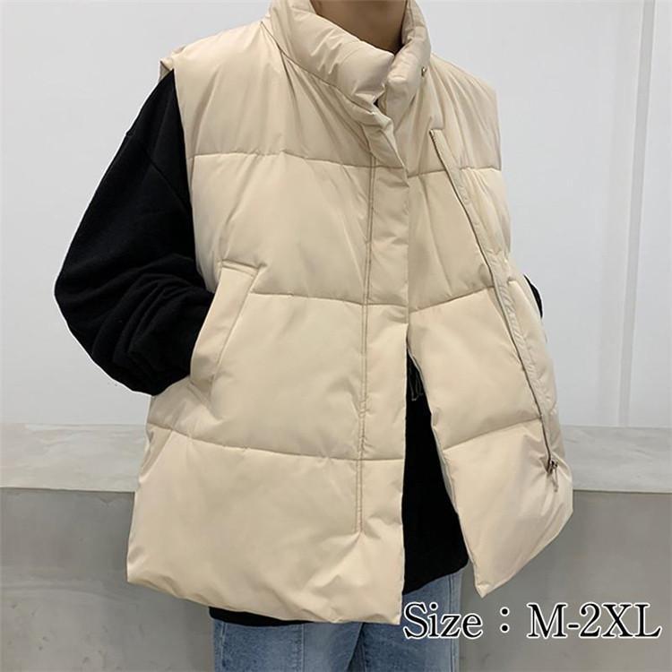 中綿ベスト ダウンベスト ベスト メンズ 立ち襟 ジャケット コート 秋冬 アウター 軽量 防寒 袖なし トップス アウター 通勤 通学 無地