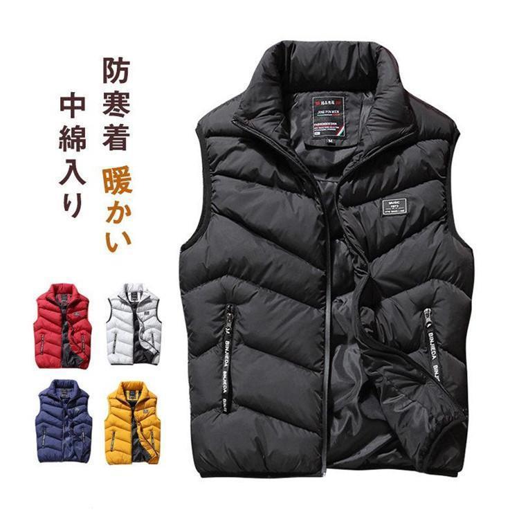 Rakuten - 中綿ダウンベスト ジャケット メンズ チョッキ ゴルフ 防寒 秋冬春 袖なし ジレ インナー 軽量 防風 撥水 アウトドア 軽登山