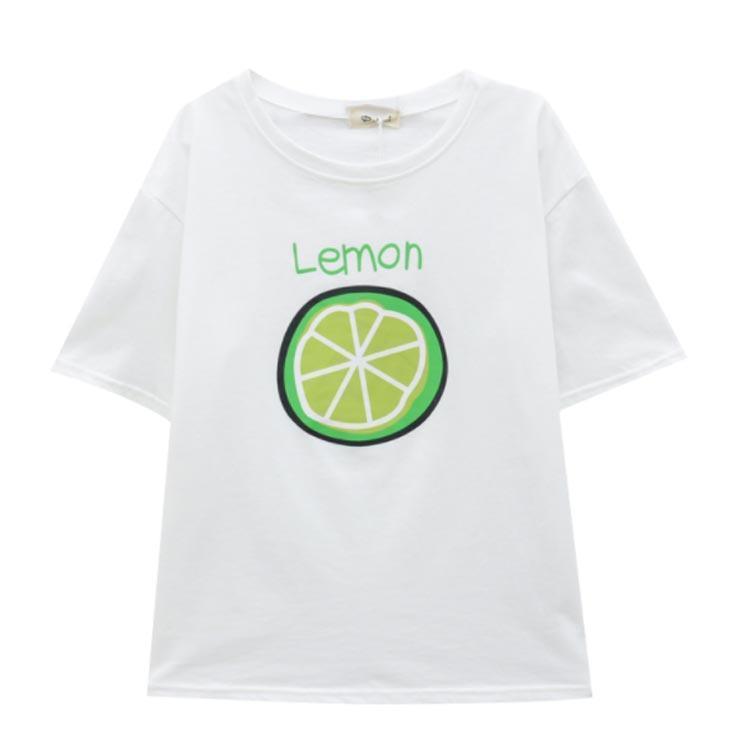 Tシャツ 半袖 レディース 夏Tシャツ ゆったり トップス カットソー 夏物 レモン シンプル 夏作 カジュアル オーバーサイズ 可愛い 新品 お洒落