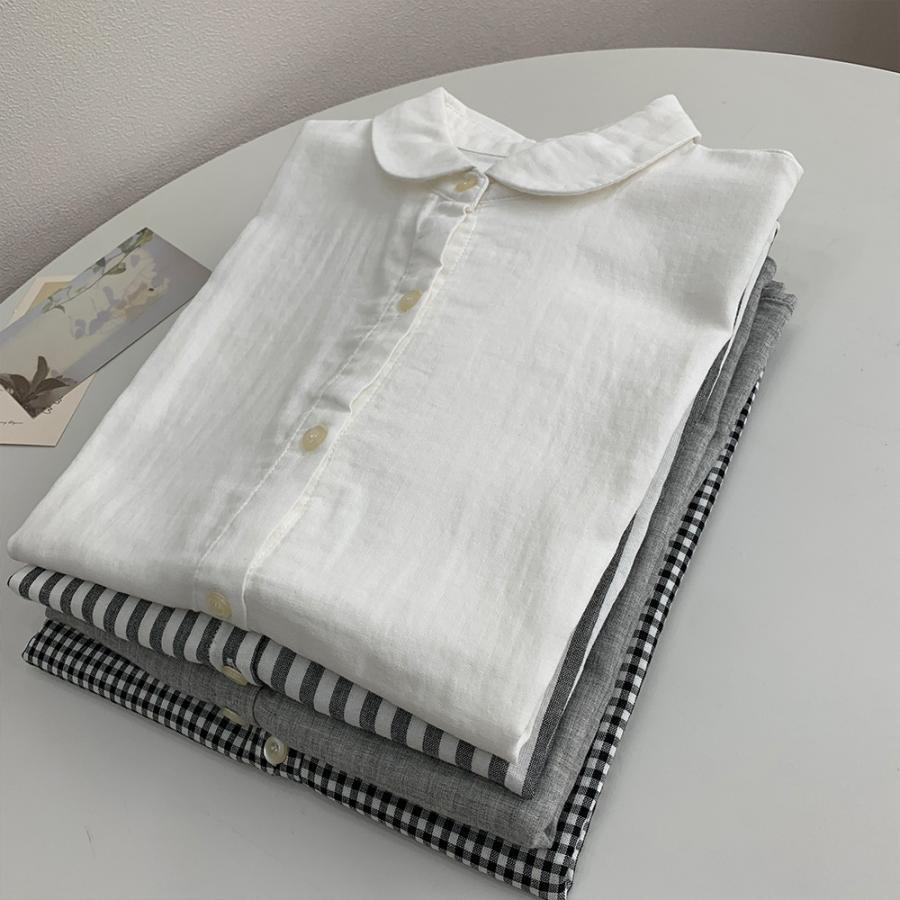 Sleeveless - シャツ レディース 夏 ノースリーブ ブラウス ゆったり 通勤 薄手 カジュアル 綿 無地?ストライプ?チェック