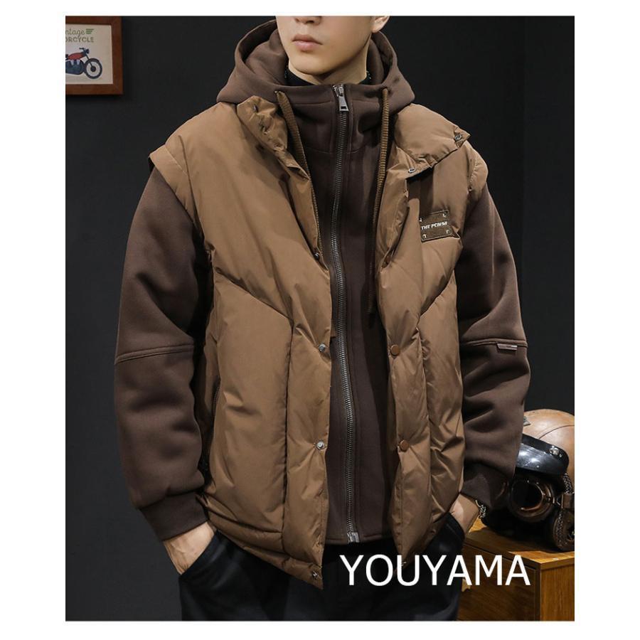 ダウンコート メンズ ダウンジャケット 3点セット 防寒アウター フード付き ダウン メンズ 冬 保温 カジュアル ジャケット