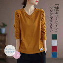 Tシャツ レディース 長袖 カットソー インナー Vネック ゆったり トップス 無地 着心地いい シンプル 大きいサイズ 着痩せ 春秋 おしゃれ 通勤