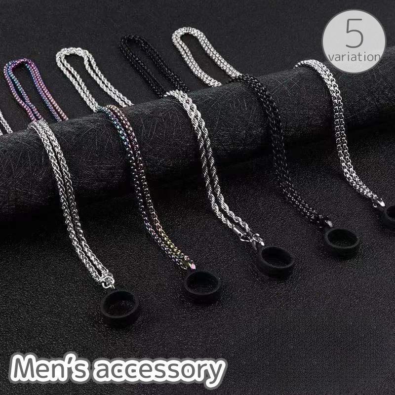 ネックレス ペンダント メンズ レディース 男性 女性 アクセサリー リング チェーン ユニセックス かっこいい おしゃれ シンプル シルバーカラー