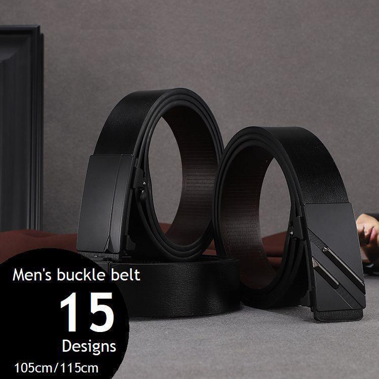 ベルト メンズ バックルベルト 105cm 115cm レザー 男性用 紳士用 ブラック 黒 スクエアバックル 無段階調節 スライドベルト